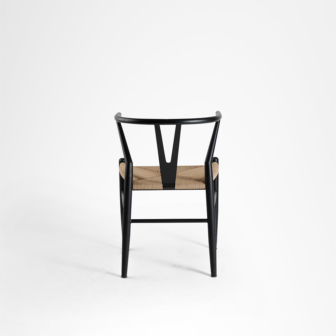 Wishbone Chair - W: 19’’ D: 16’’ H: 30.5’’ SH: 17.5’’ / MS and Rope Weaving / Black - Outdoor Furniture