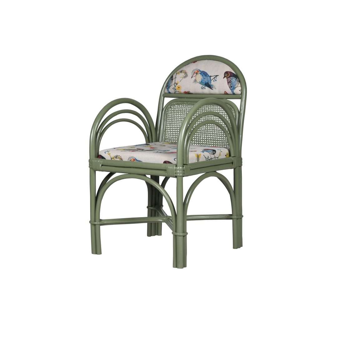 Wokha Bamboo Chair - Sage Green / Bamboo, Fabric: Cotton / L: 21’’ W: 21’’ H: 37’’; Seat Height: 18’’ - Furniture