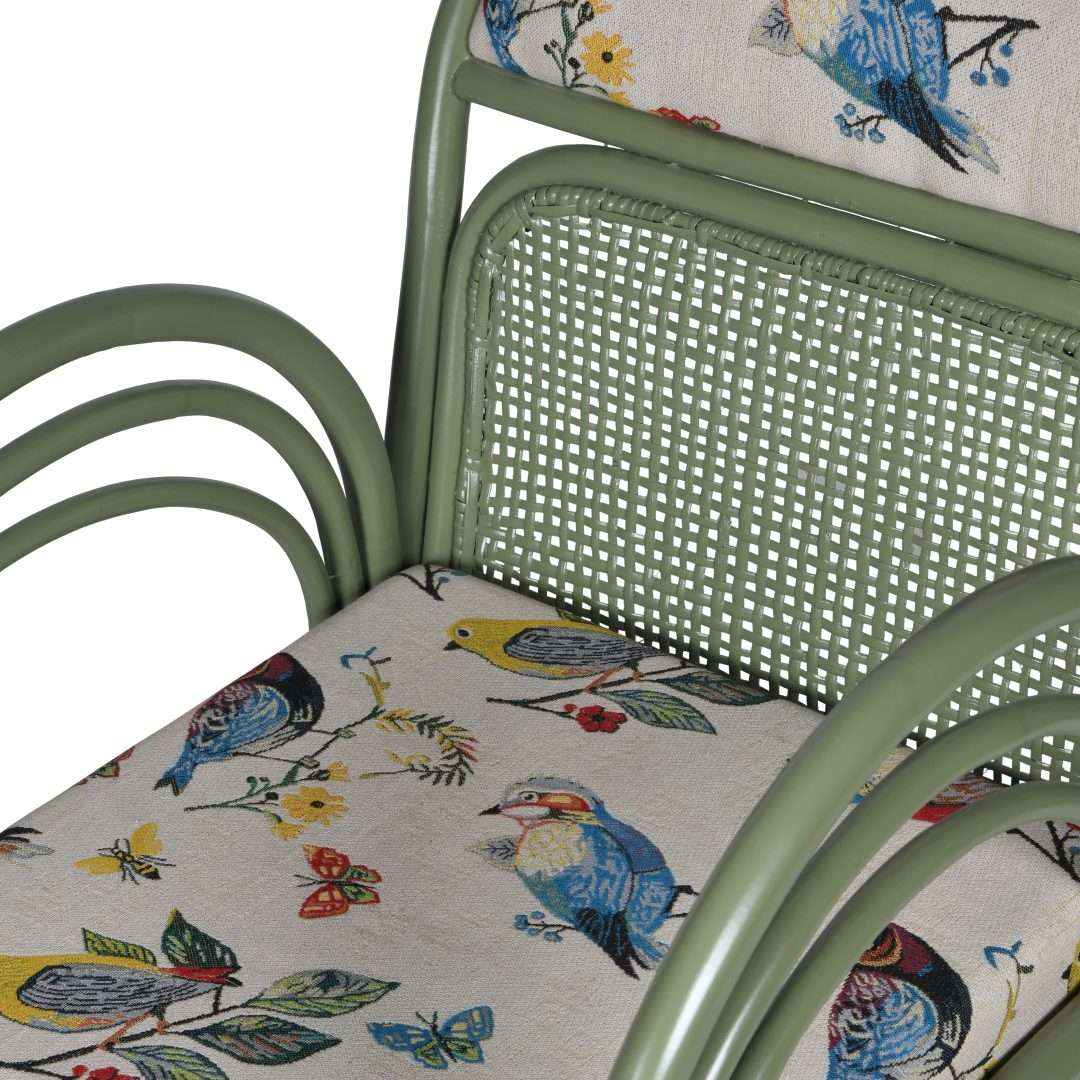Wokha Bamboo Chair - Sage Green / Bamboo, Fabric: Cotton / L: 21’’ W: 21’’ H: 37’’; Seat Height: 18’’ - Furniture