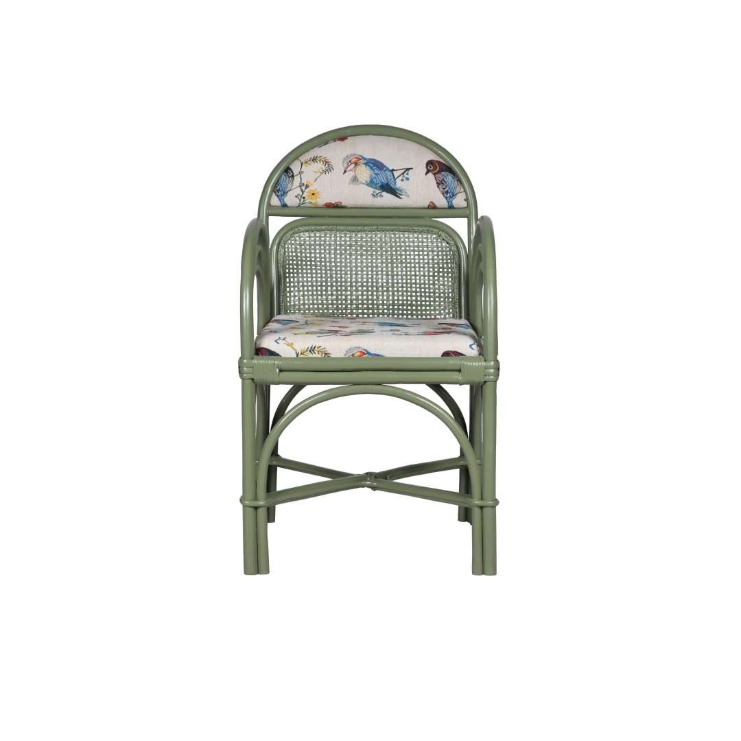 Wokha Bamboo Chair - Sage Green / Bamboo, Fabric: Cotton / L: 21’’ W: 21’’ H: 37’’; Seat Height: 18’’ - Furniture
