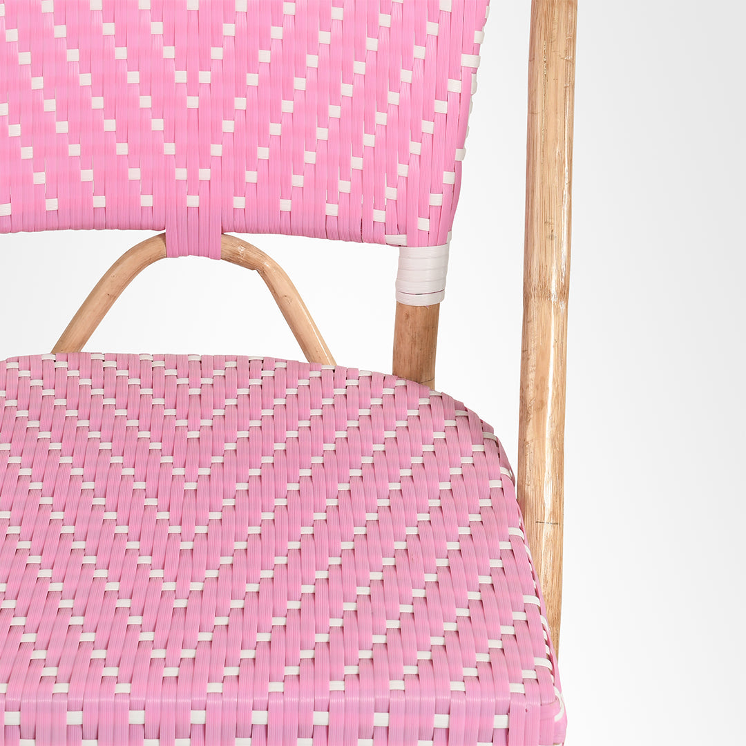 Y Popsicle Cane Chair - W: 17’’ D: 18’’ H: 38’’ SH: 19’’ / Pink and White / Cane Frame and PVC Weaving - Outdoor