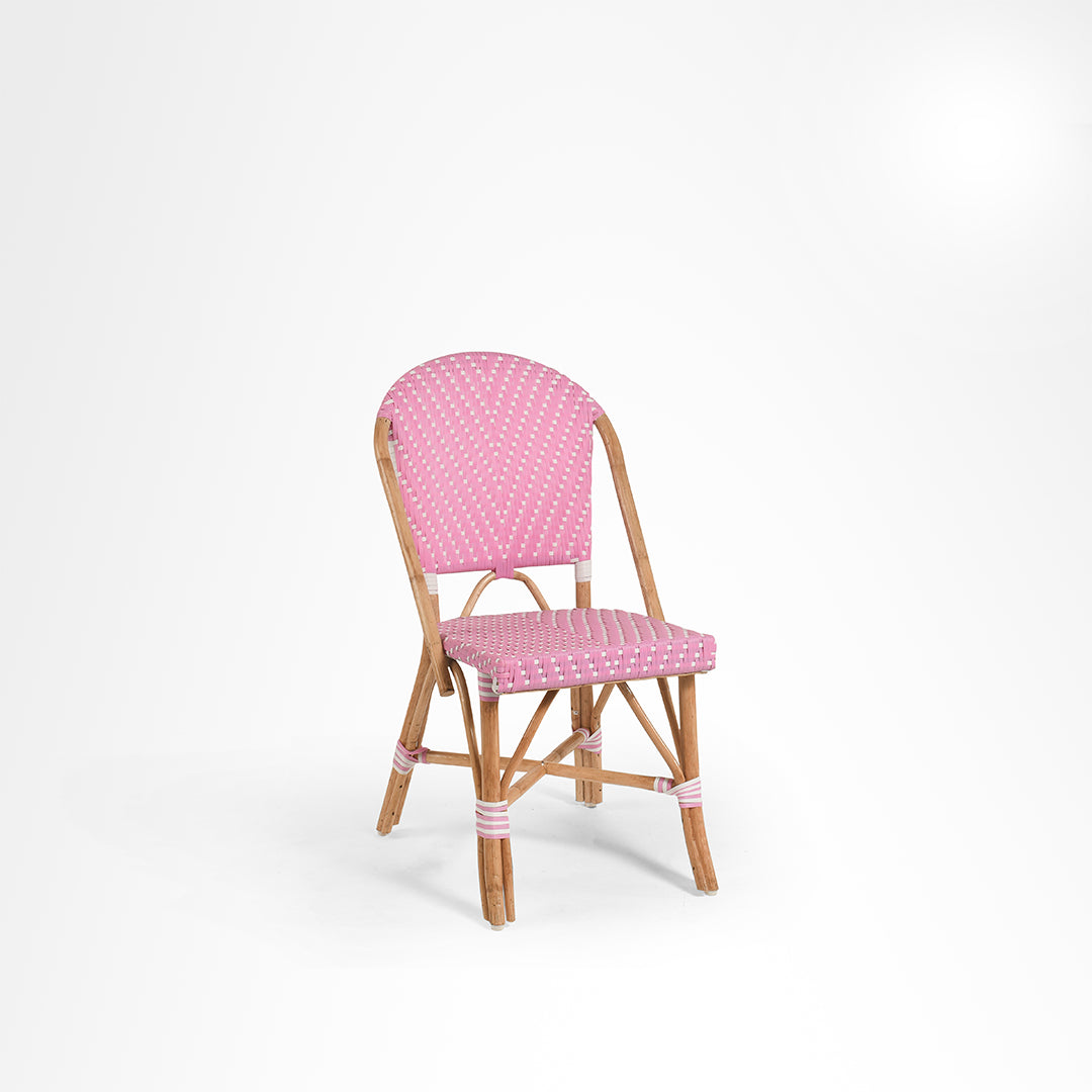 Y Popsicle Cane Chair - W: 17’’ D: 18’’ H: 38’’ SH: 19’’ / Pink and White / Cane Frame and PVC Weaving - Outdoor
