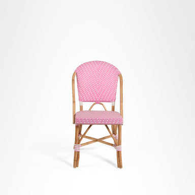 Y Popsicle Cane Chair - W: 17’’ D: 18’’ H: 38’’ SH: 19’’ / Pink and White / Cane Frame and PVC Weaving - Outdoor