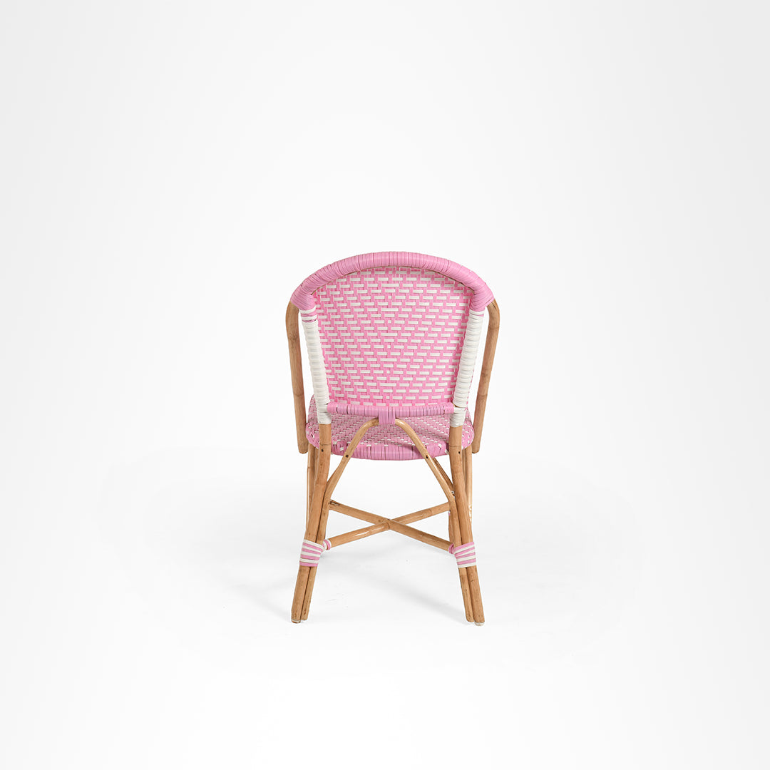 Y Popsicle Cane Chair - W: 17’’ D: 18’’ H: 38’’ SH: 19’’ / Pink and White / Cane Frame and PVC Weaving - Outdoor