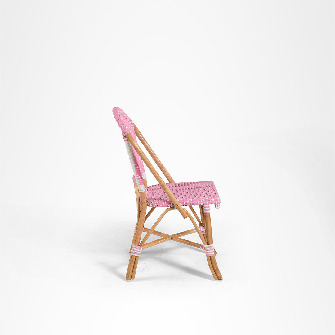 Y Popsicle Cane Chair - W: 17’’ D: 18’’ H: 38’’ SH: 19’’ / Pink and White / Cane Frame and PVC Weaving - Outdoor