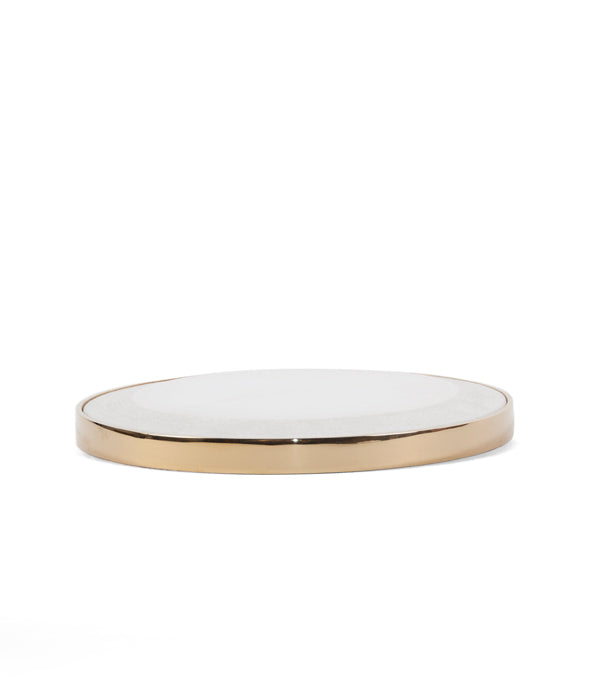 Yang Candles Plates + Aroma Candles _ Gift Box - White and Brass Gold / Stainless Steel, Marble and wax - Decor