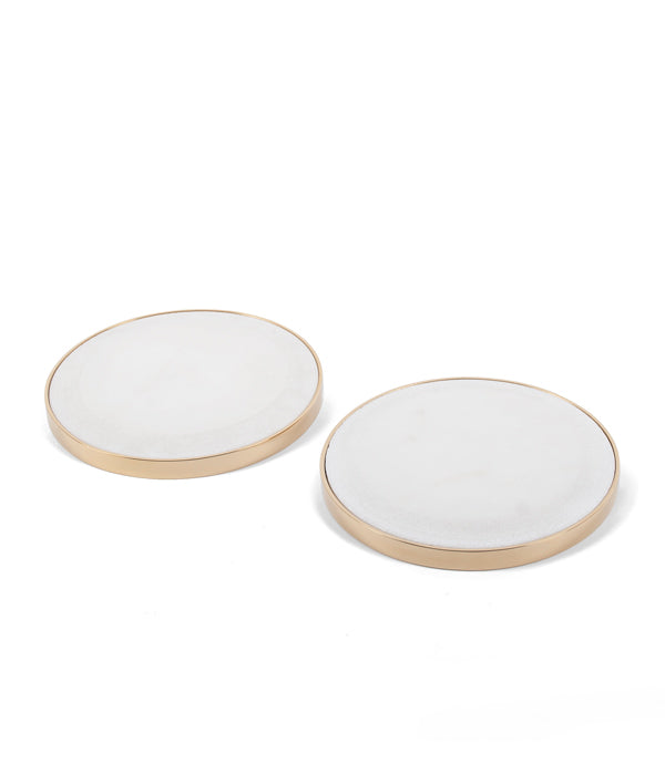 Yang Candles Plates + Aroma Candles _ Gift Box - White and Brass Gold / Stainless Steel, Marble and wax - Decor