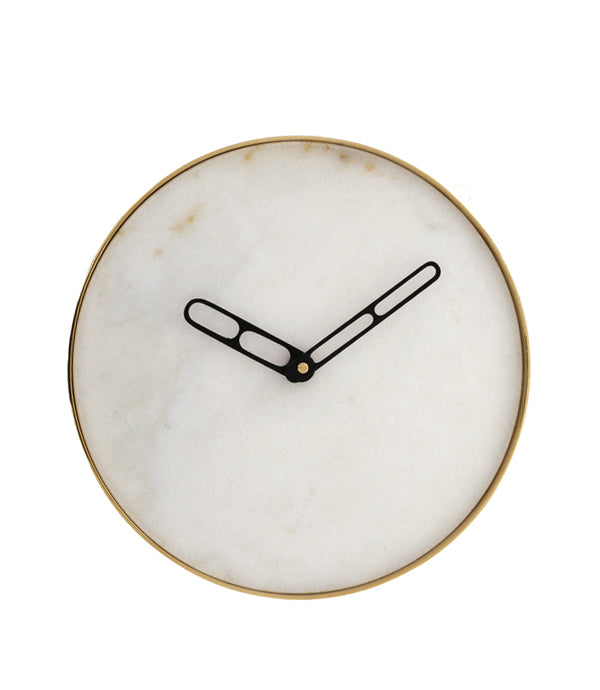 Yang Clock - White and gold / Stainless steel and marble - Decor