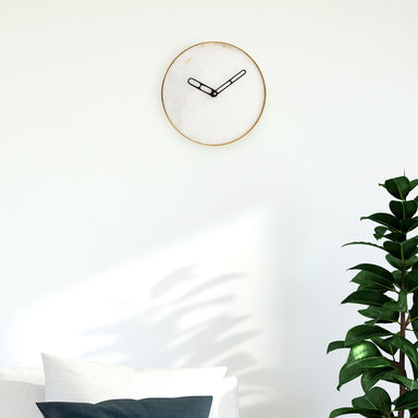 Yang Clock - White and gold / Stainless steel and marble - Decor