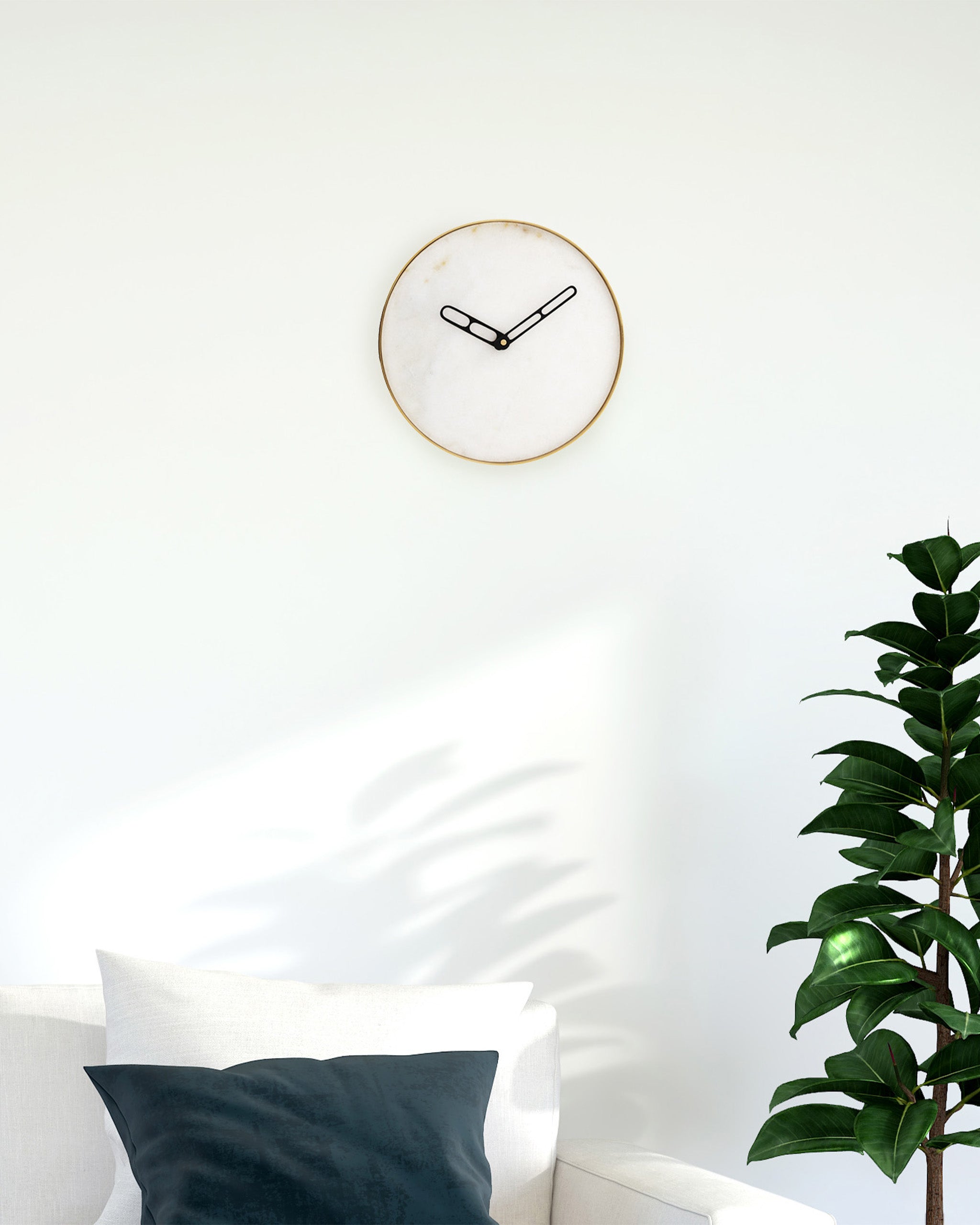 Yang Clock - White and gold / Stainless steel and marble - Decor