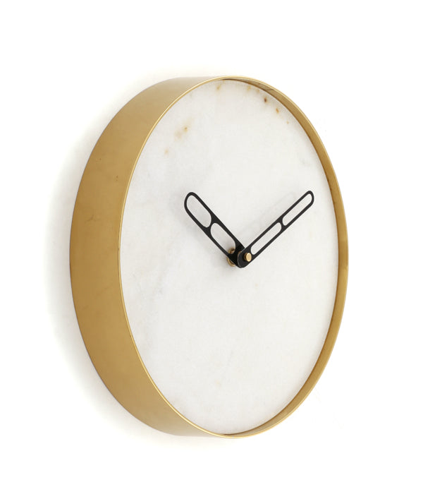 Yang Clock - White and gold / Stainless steel and marble - Decor