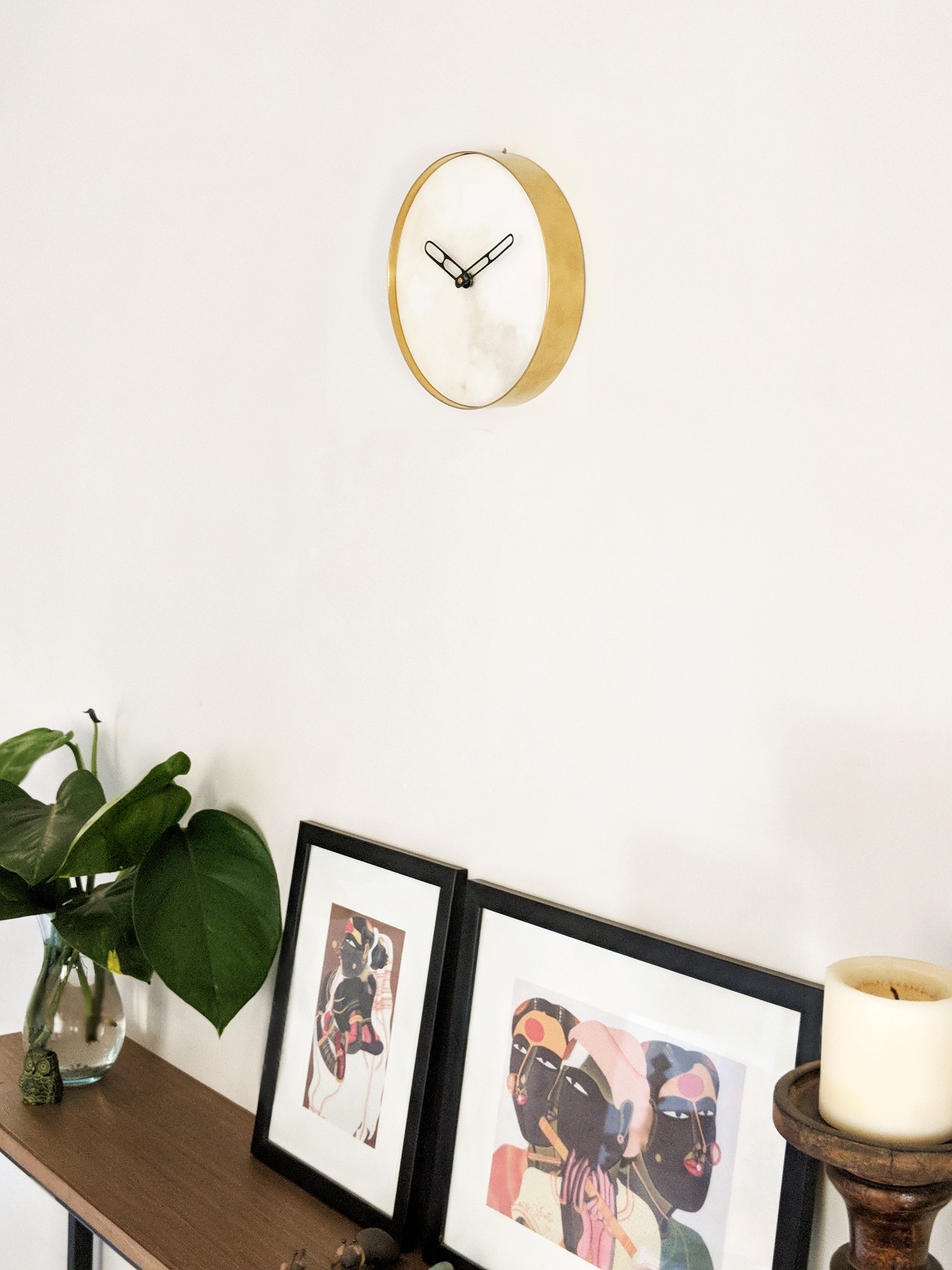Yang Clock - White and gold / Stainless steel and marble - Decor