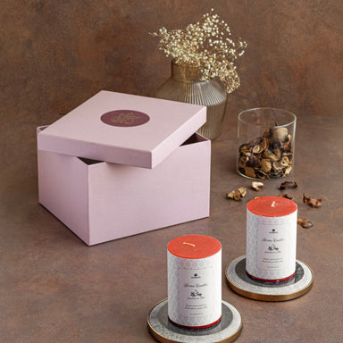 Yin Candles Plates + Aroma Candles _ Gift Box - black and rose gold / Stainless Steel, Marble and wax - Decor