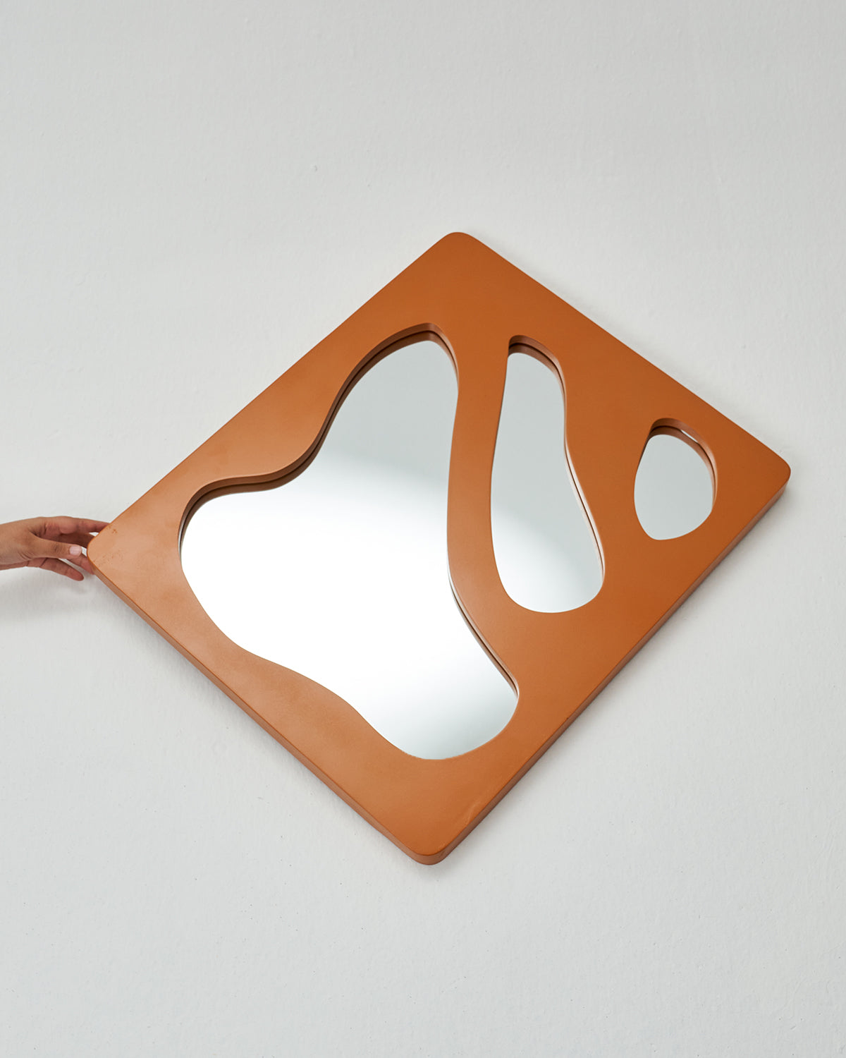 Yumi Mirror - Orange / MDF / 56L X 66W X 3H In Cms - Décor