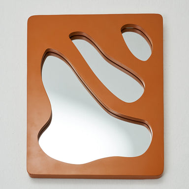 Yumi Mirror - Orange / MDF / 56L X 66W X 3H In Cms - Décor
