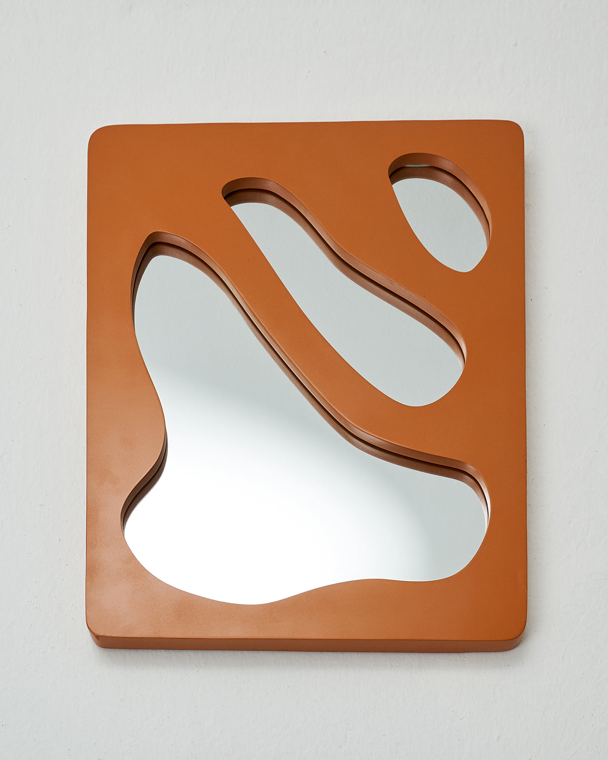 Yumi Mirror - Orange / MDF / 56L X 66W X 3H In Cms - Décor