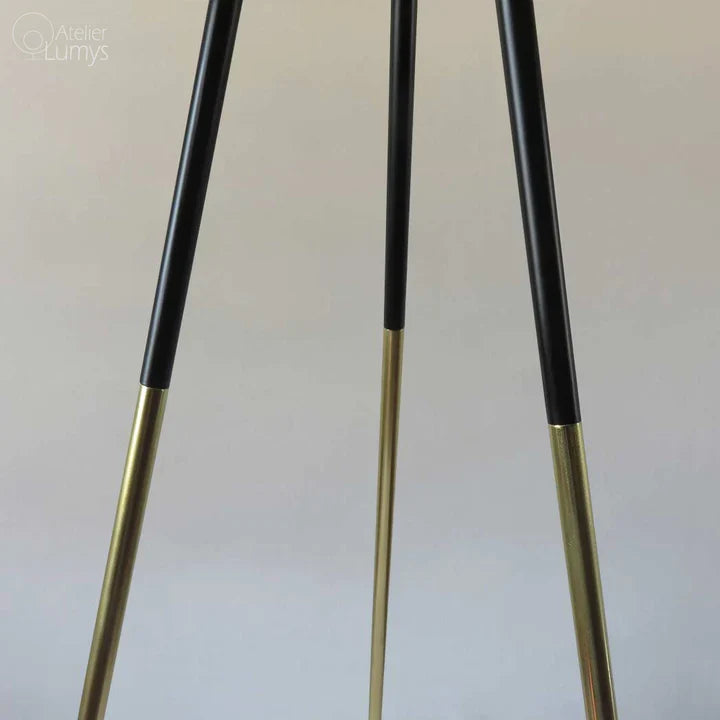 Zen Tripod Floor Lamp - Dia: 24’’ H: 65’’ / Black and White / Mild Steel and Poplin - Lighting
