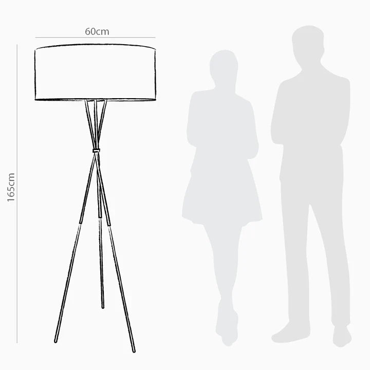 Zen Tripod Floor Lamp - Dia: 24’’ H: 65’’ / Black and White / Mild Steel and Poplin - Lighting