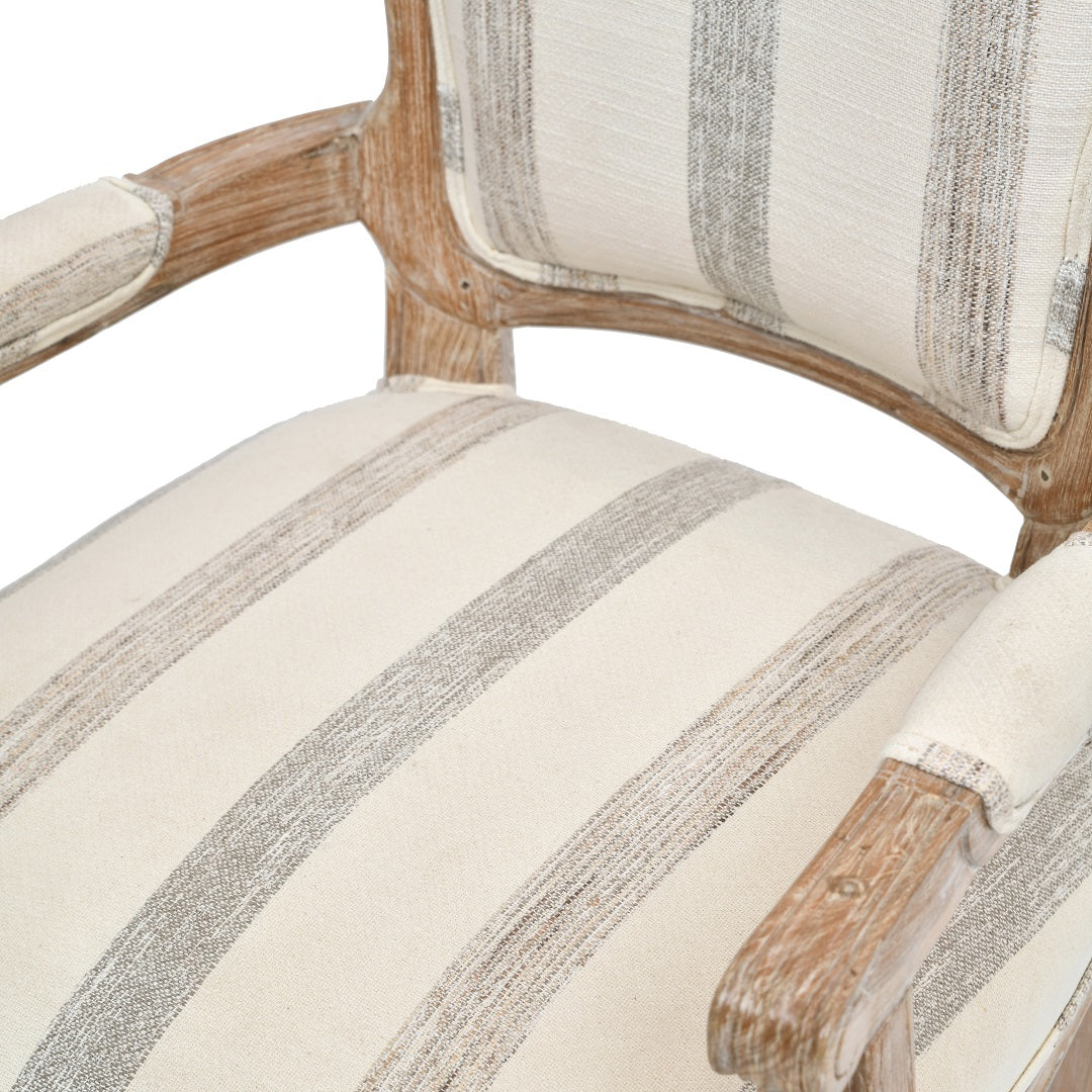 Zhemgang Teak Wood Armchair - Distressed White / Teakwood, 100% cotton fabric / L: 21.5’’ W: 21’’ H: 39’’; Seat Height: