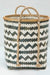 Zigzag Bamboo Handcrafted Storage Basket with Handle - Natural / Bamboo - Decor