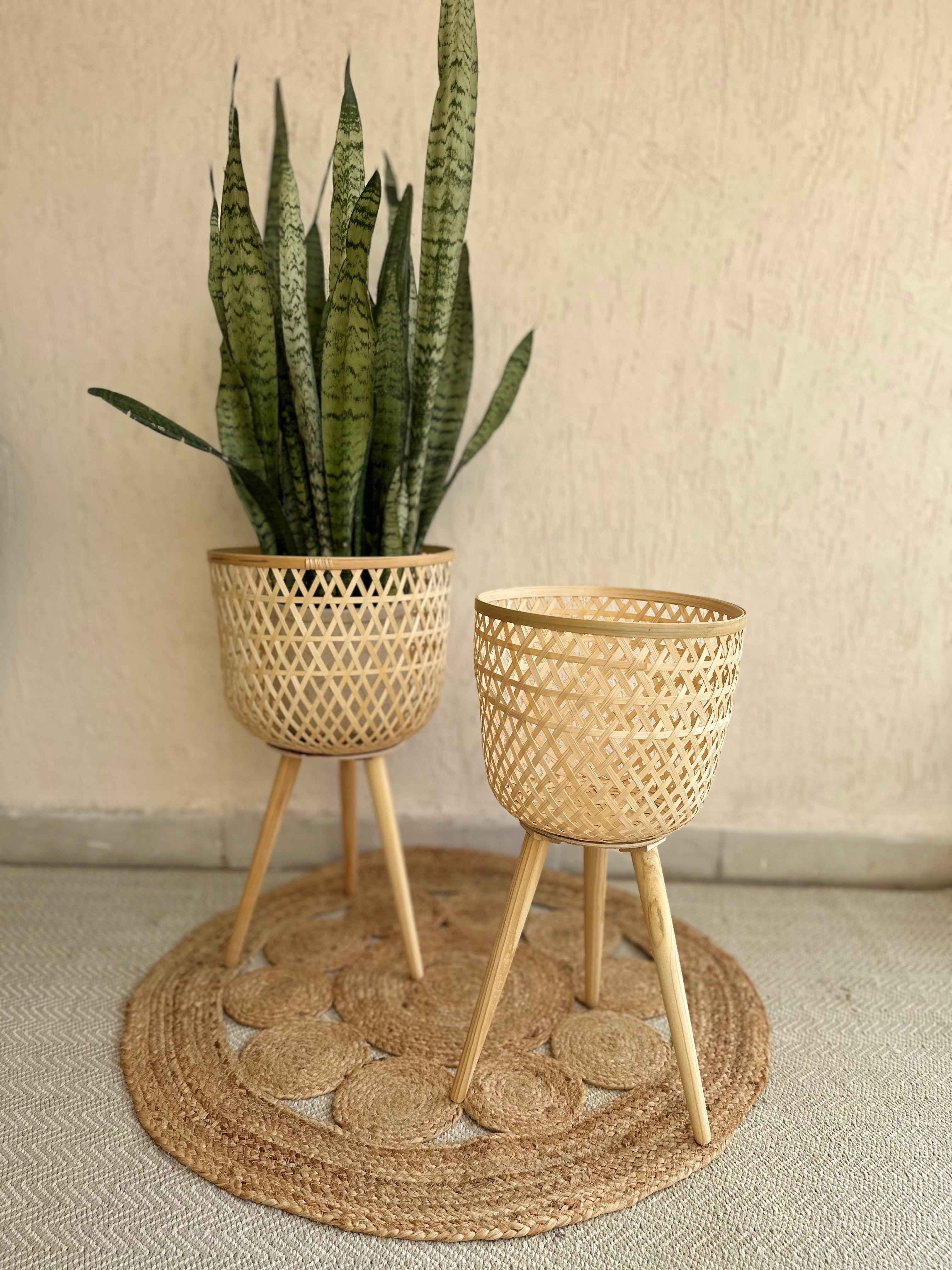 Bamboo Plant Pot With Removable Legs