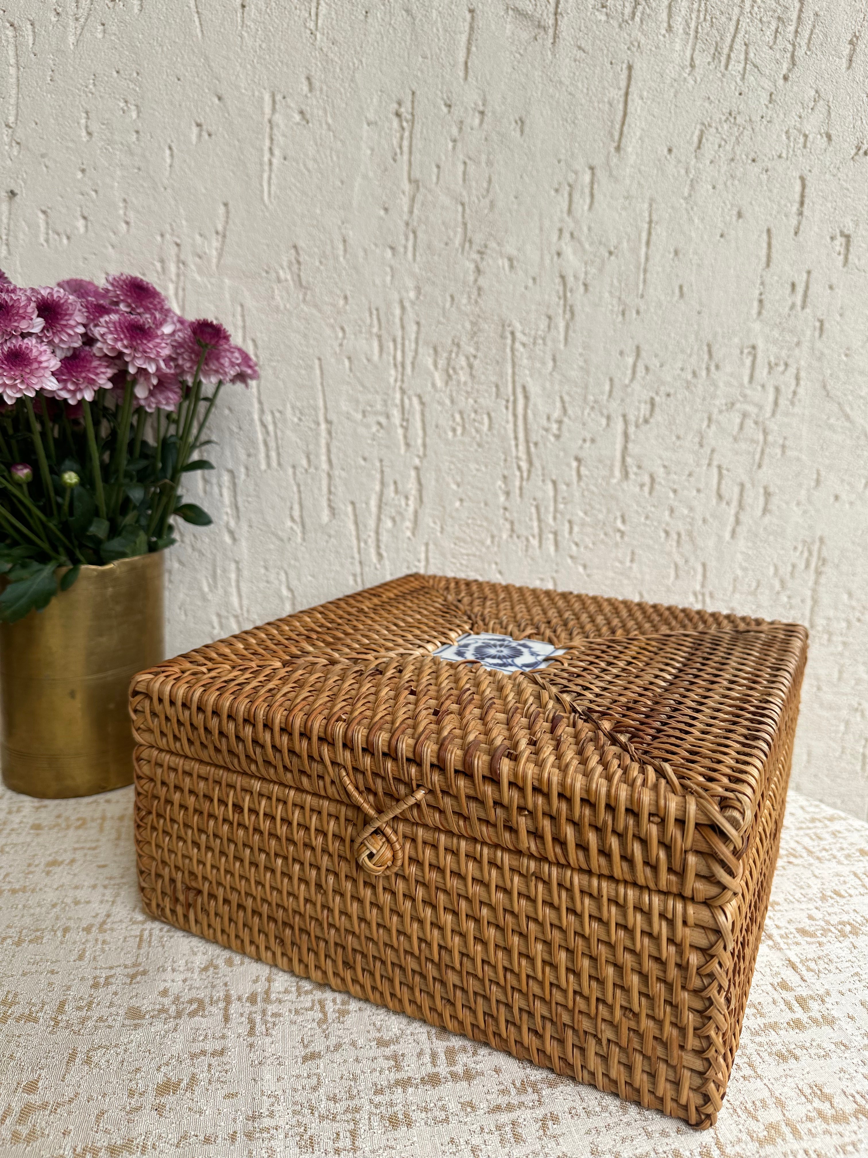 Designer Rattan Square Storage Box — Home Canvas