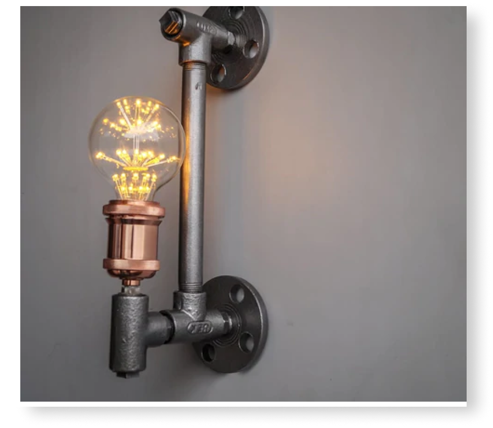 Tpf104 Silver Industrial Pipe Wall Sconce