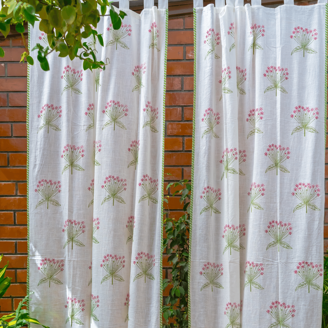 Shades Of Spring Hand Block Print Curtains
