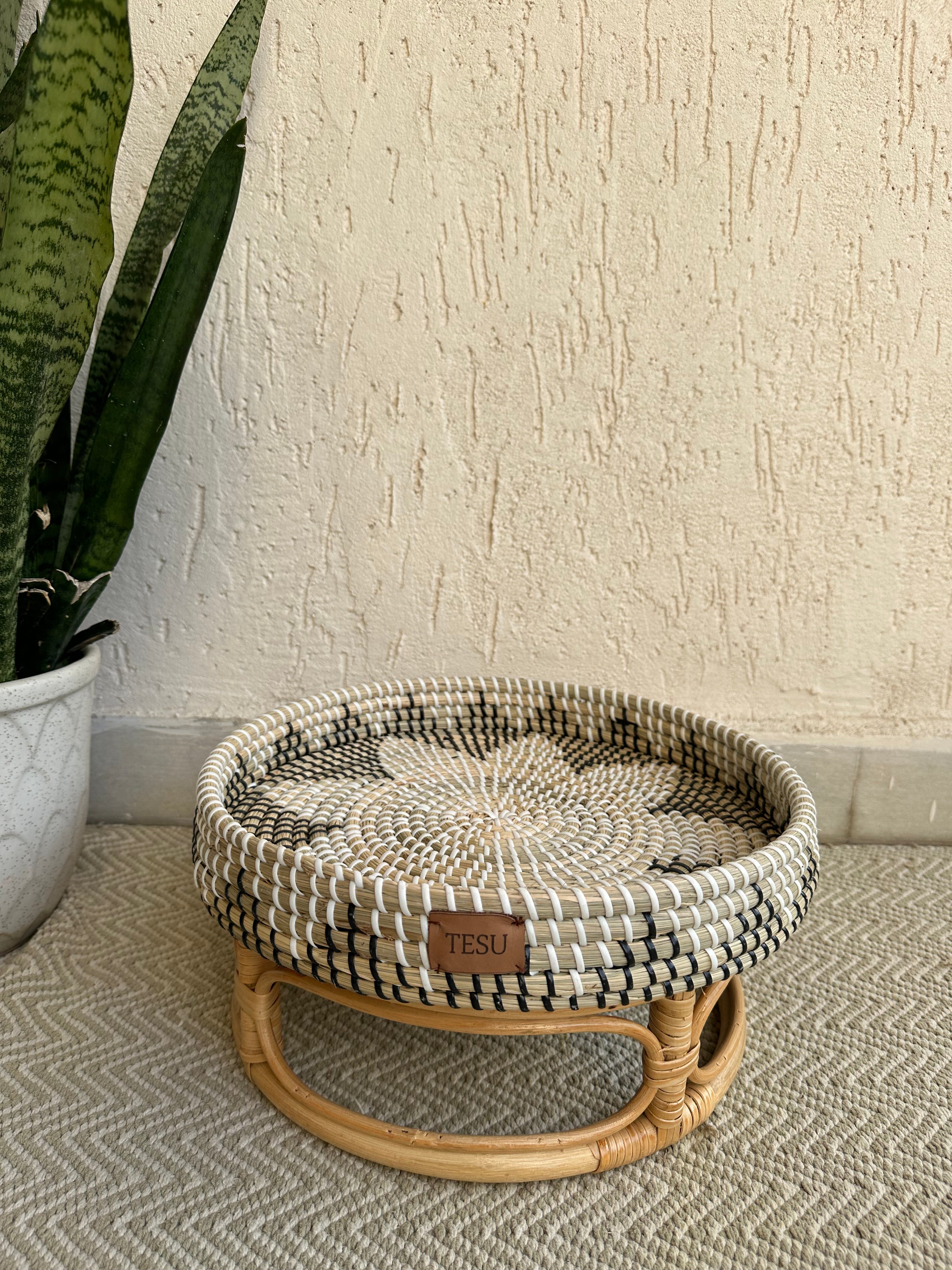 Seagrass and Rattan Round Table Tray