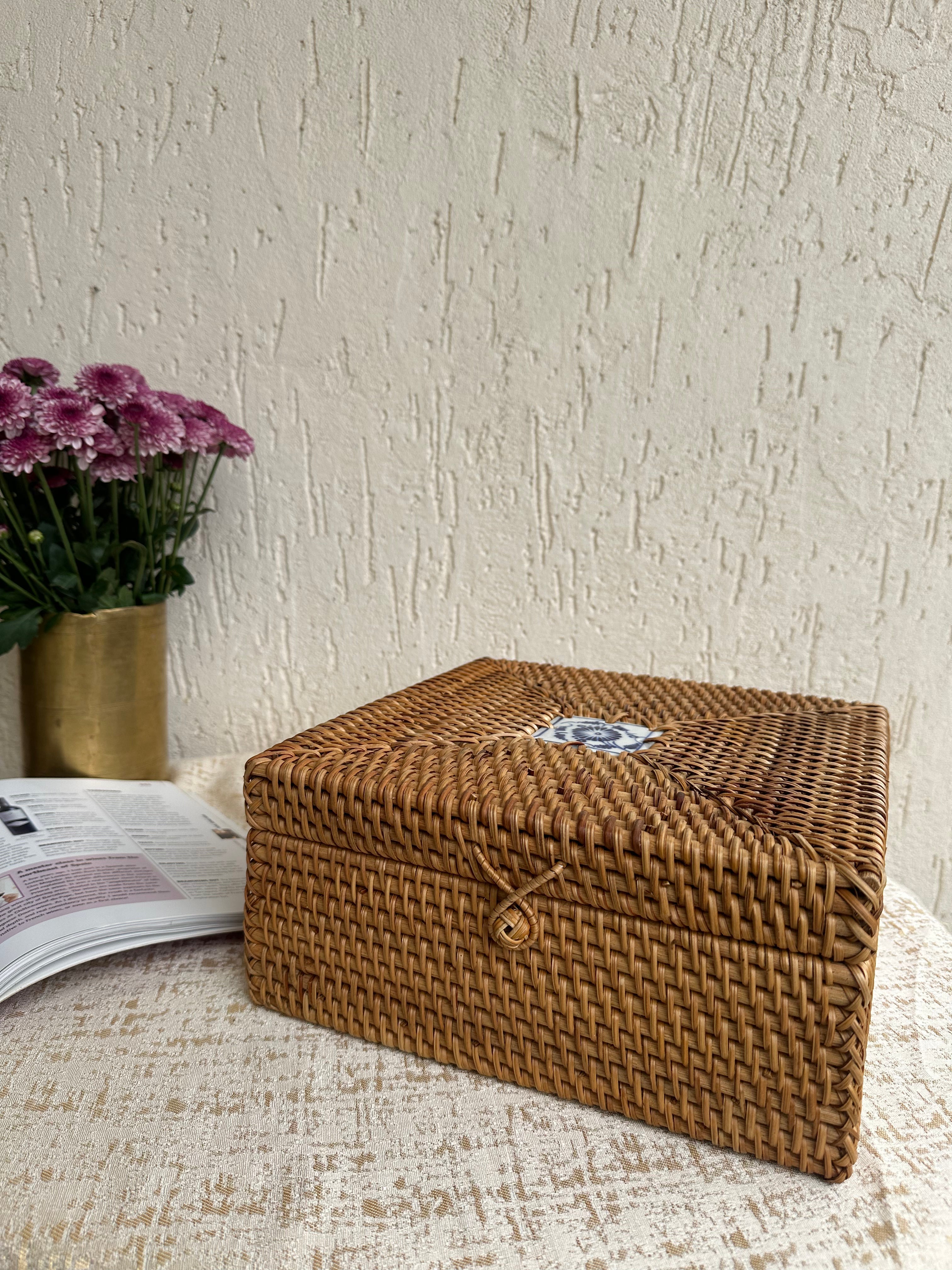 Designer Rattan Square Storage Box — Home Canvas