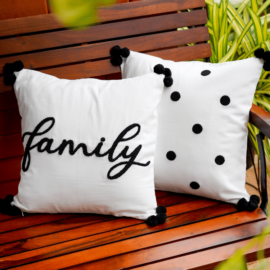Family Embroidered Cushion Cover