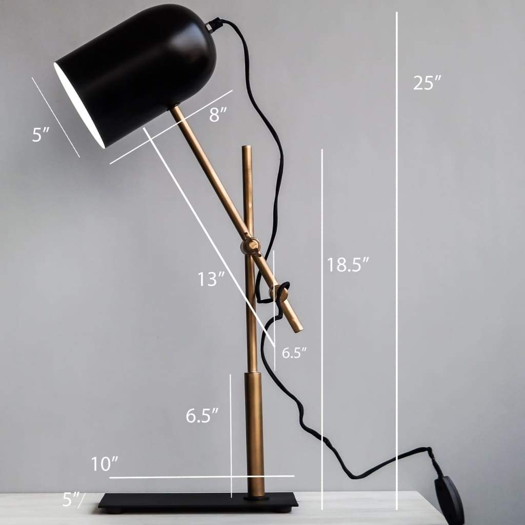 Architect Black-Gold Modern Office Table Lamp