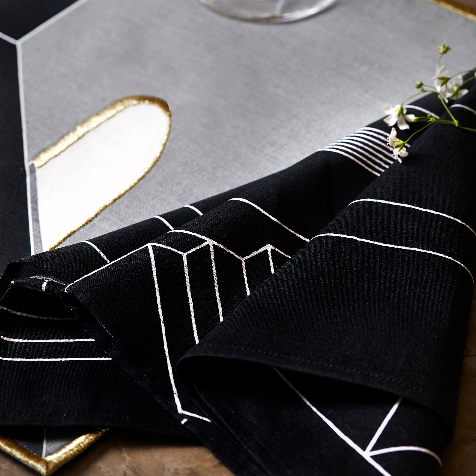 City Blocks Napkins - Black