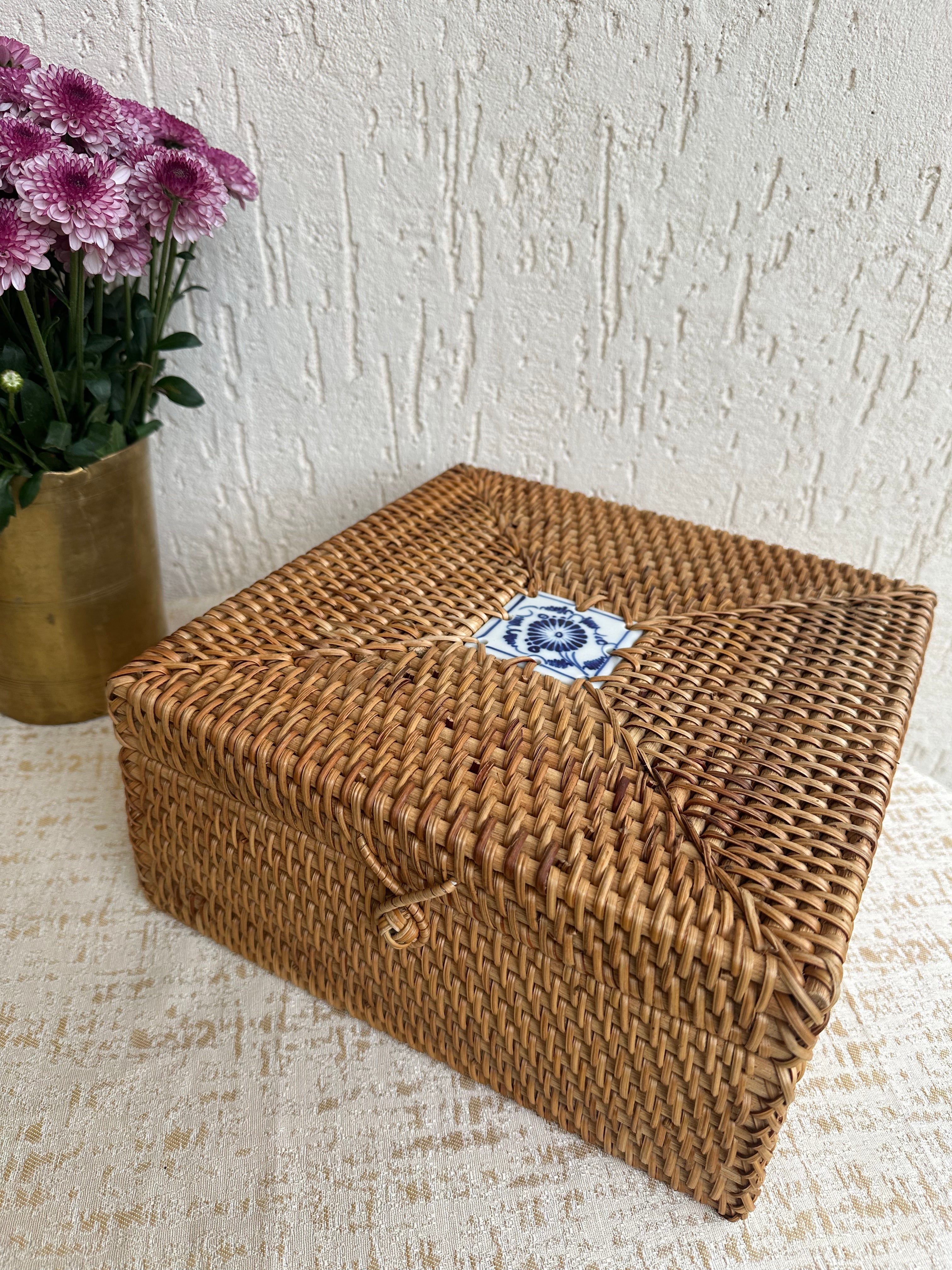 Designer Rattan Square Storage Box — Home Canvas