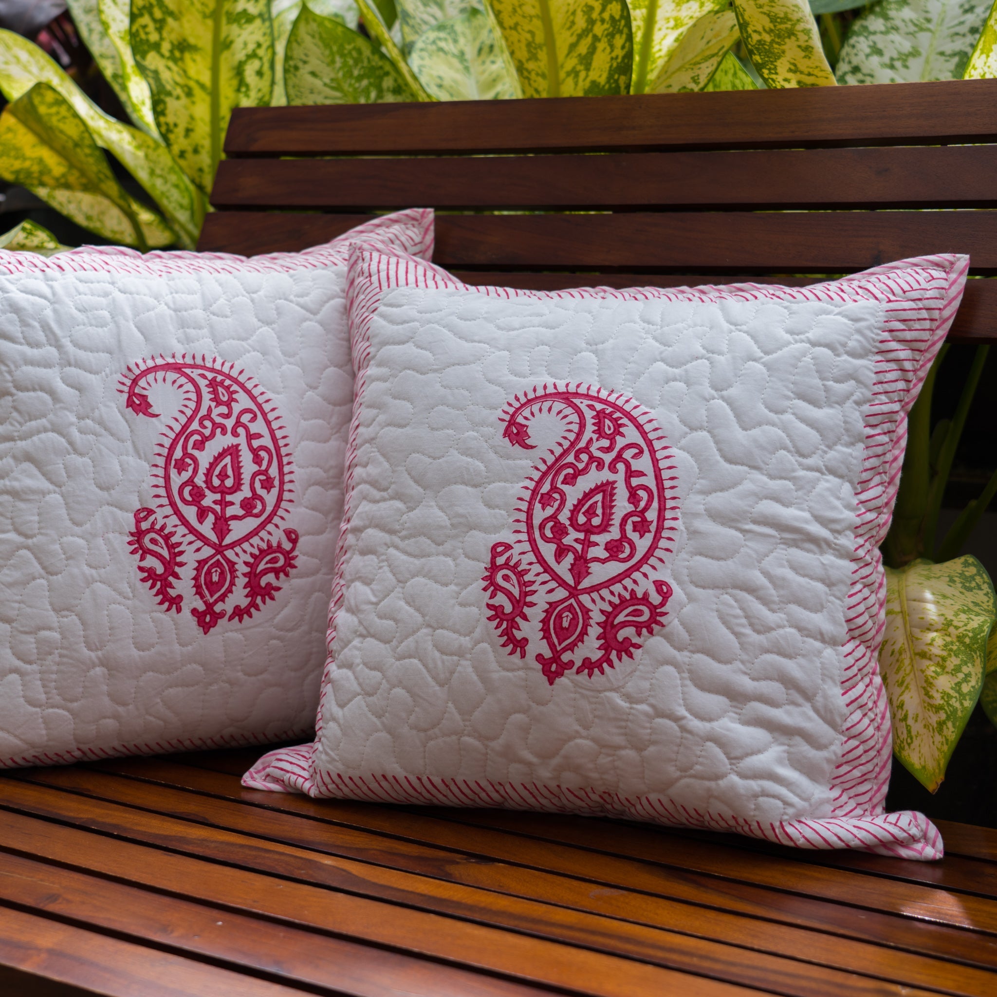 The Paisley Edit Quilted Hand Block Print Cushion Cover