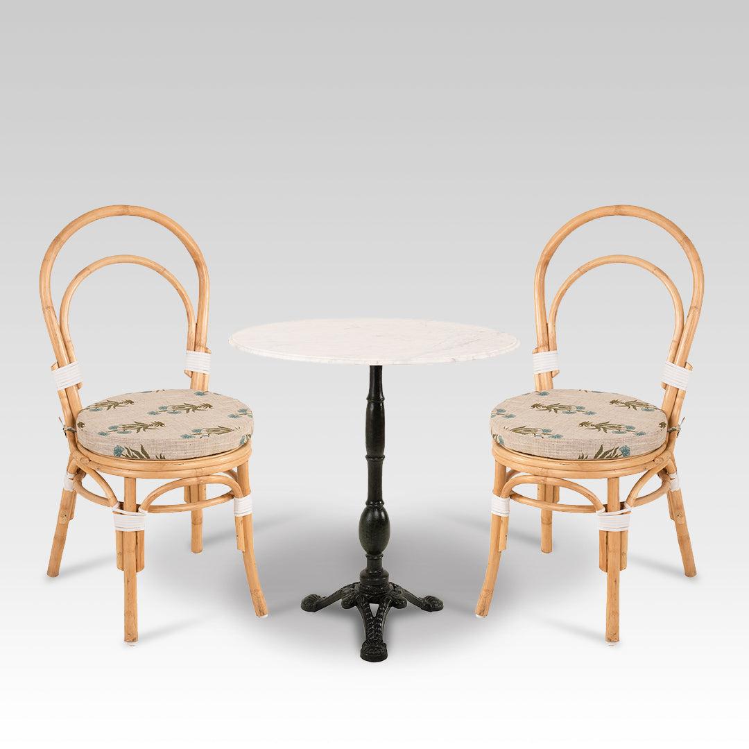 Ellis VII Cast Iron Table WIth Thonet No. 14 Cane Chairs