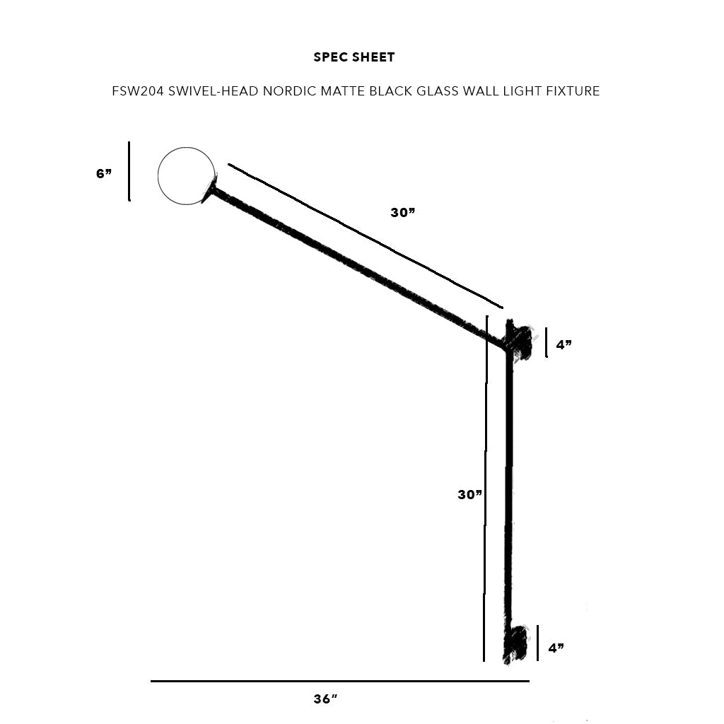 Fsw204 Swivel-Head Nordic Matte Black Glass Wall Light Fixture