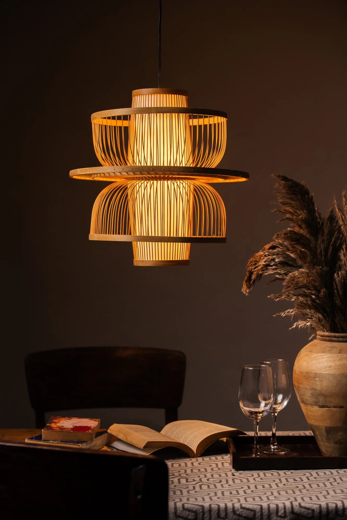 Fountain Bamboo Lampshade with light diffuser