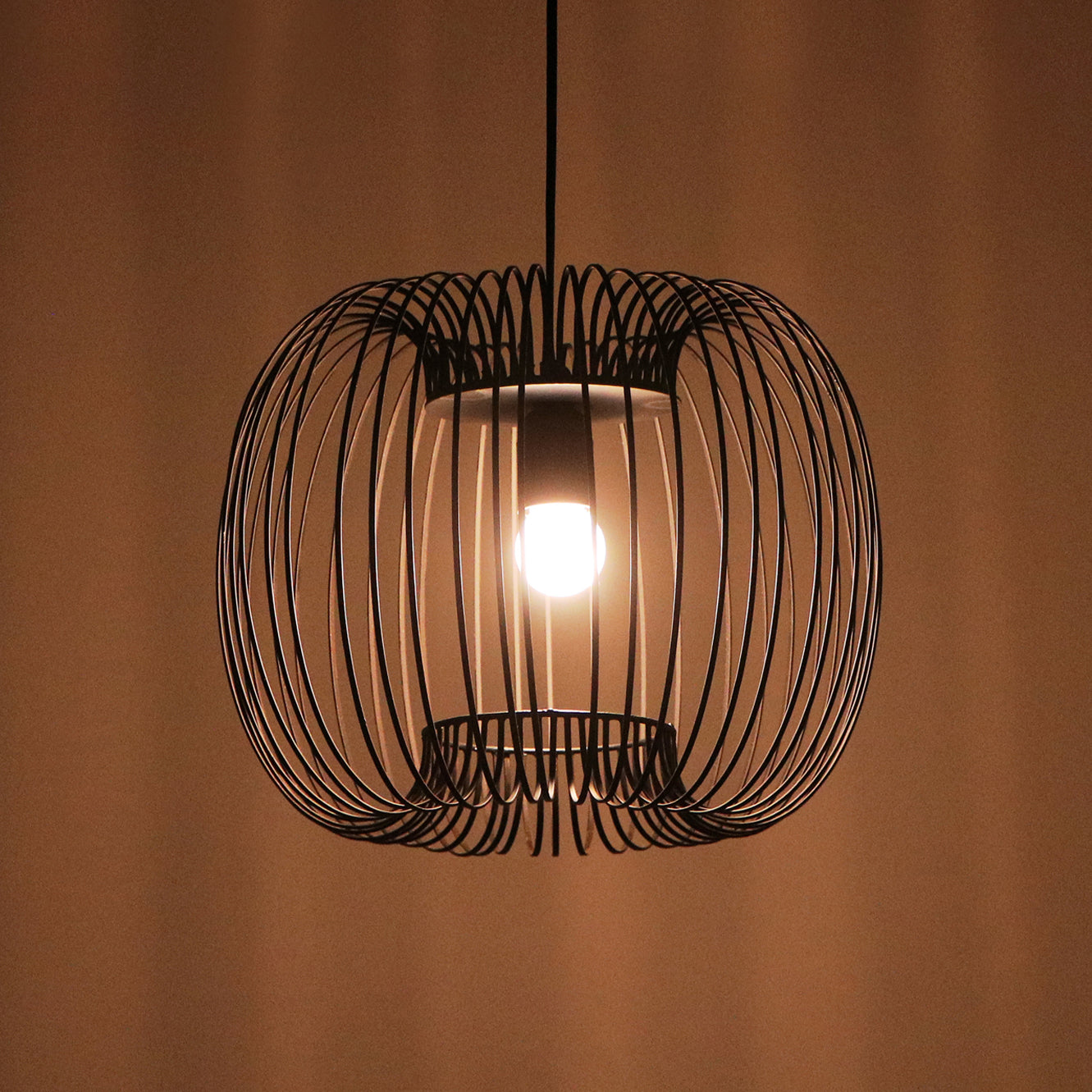 Zura Bubble Pressed Black Hanging Lamp by homeblitz.in