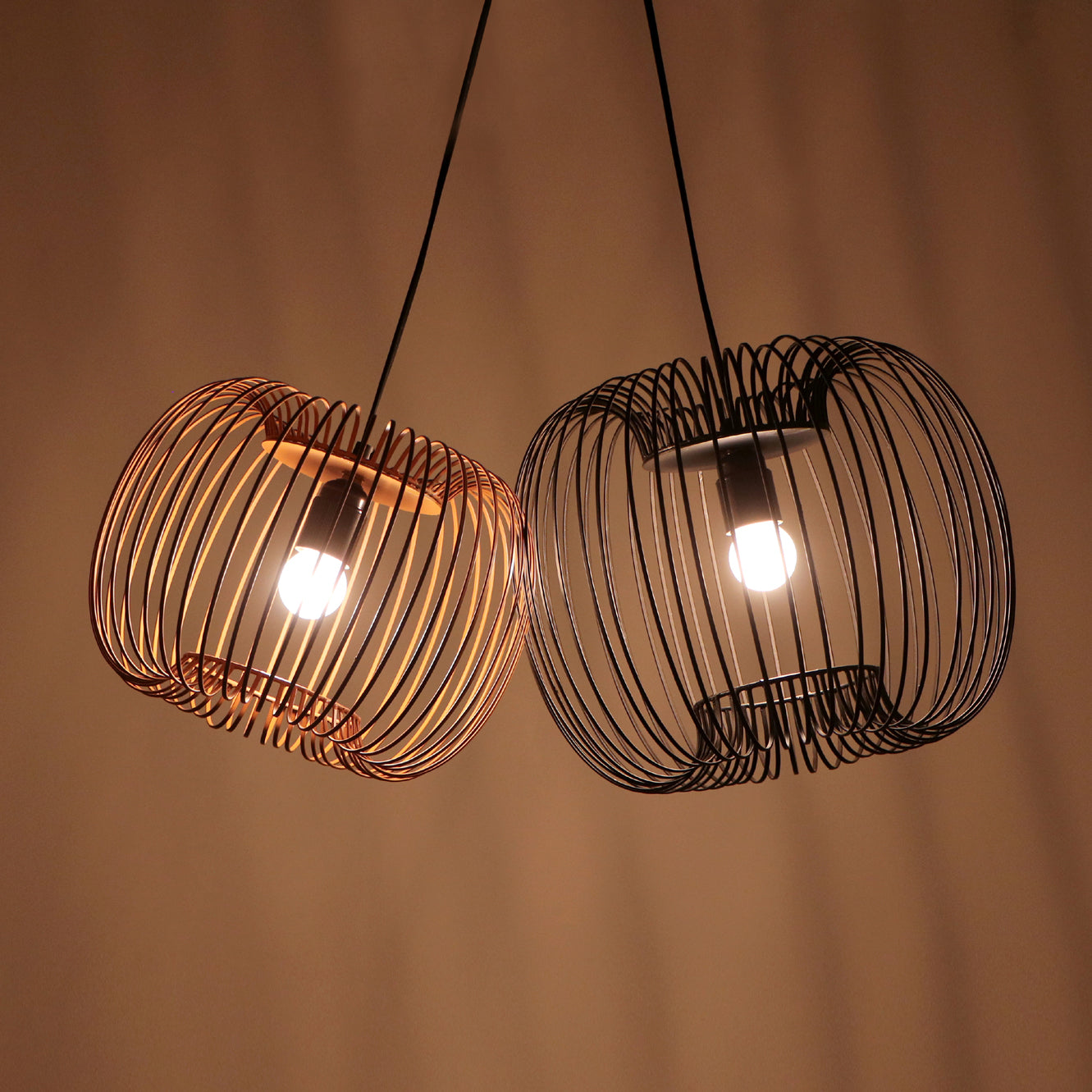 Zura Bubble Pressed Brown Hanging Lamp by homeblitz.in