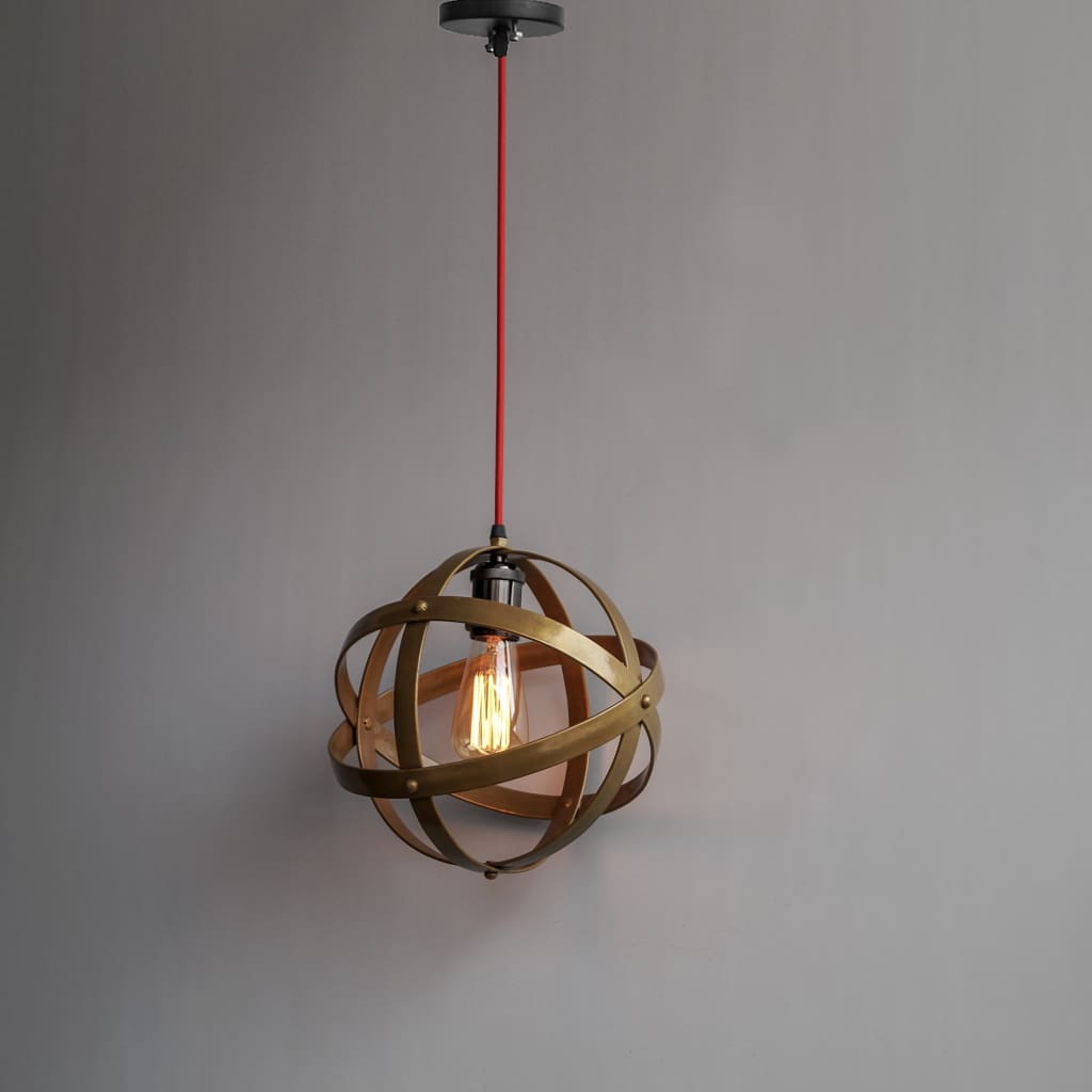 Clh111 Matte Gold Lampshade Armillary Design 11" Pendant Light