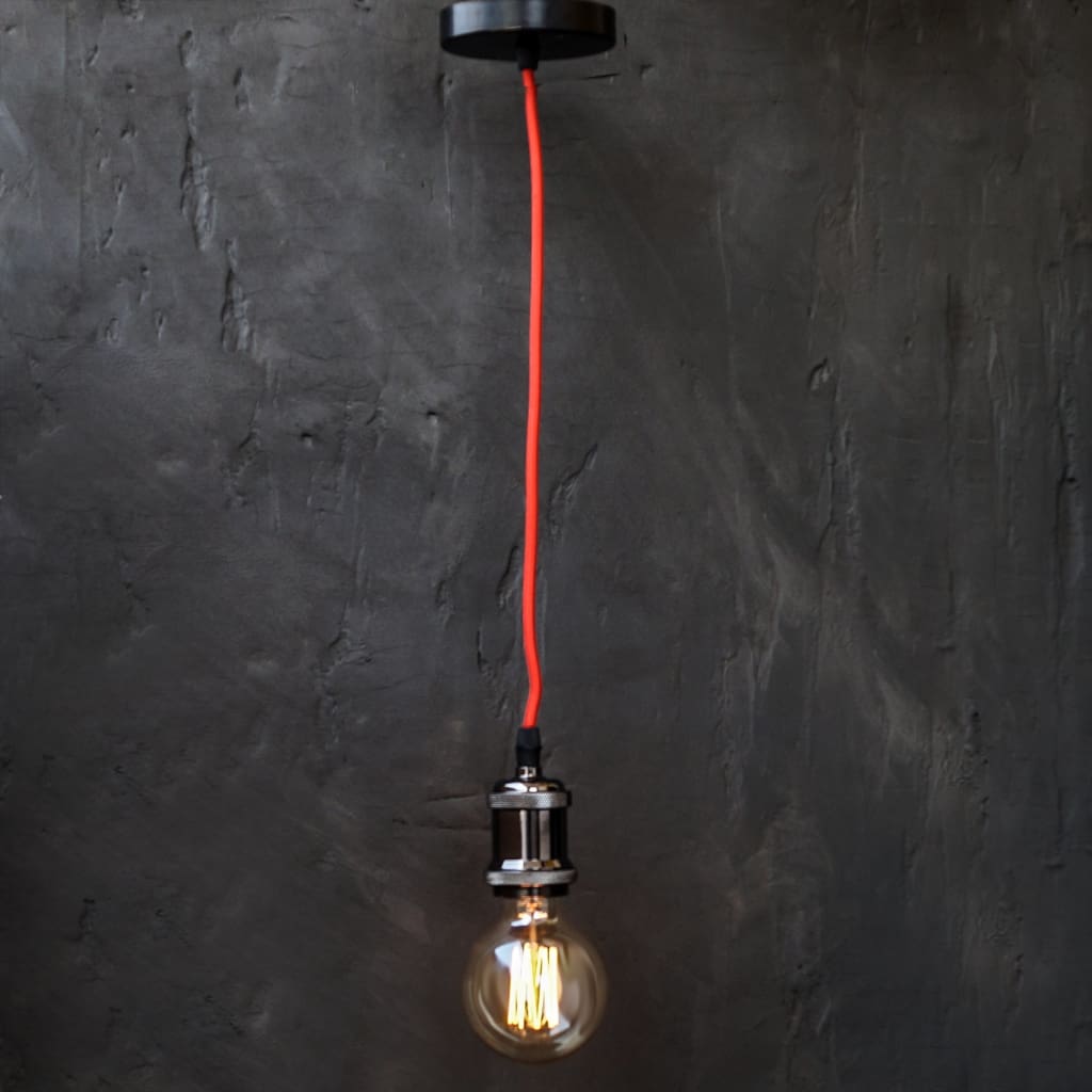 Clh116 Black High Gloss Red Wire E27 Retro Edison Pendant Light Holder
