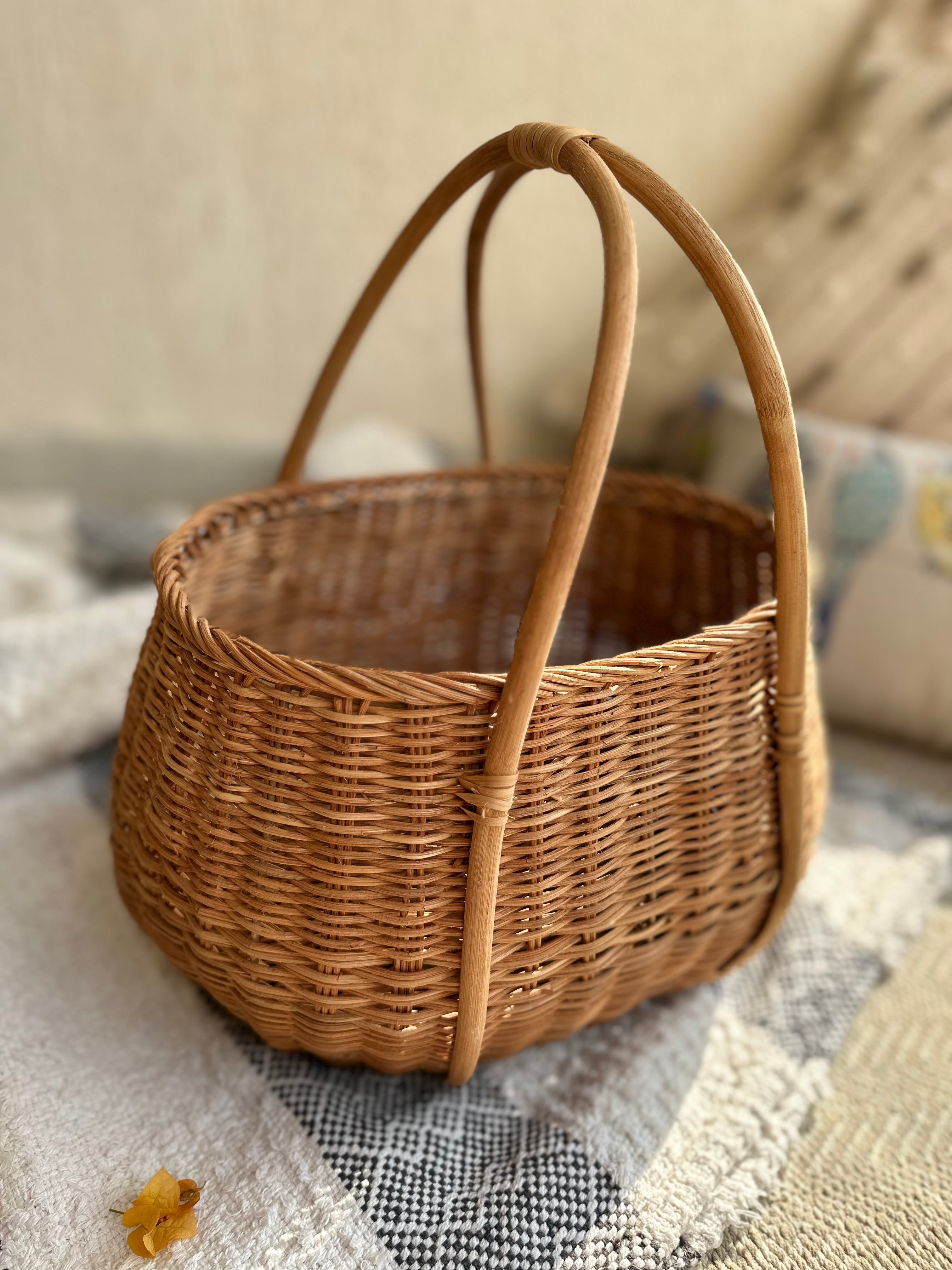 Rattan Storage Basket With Handle