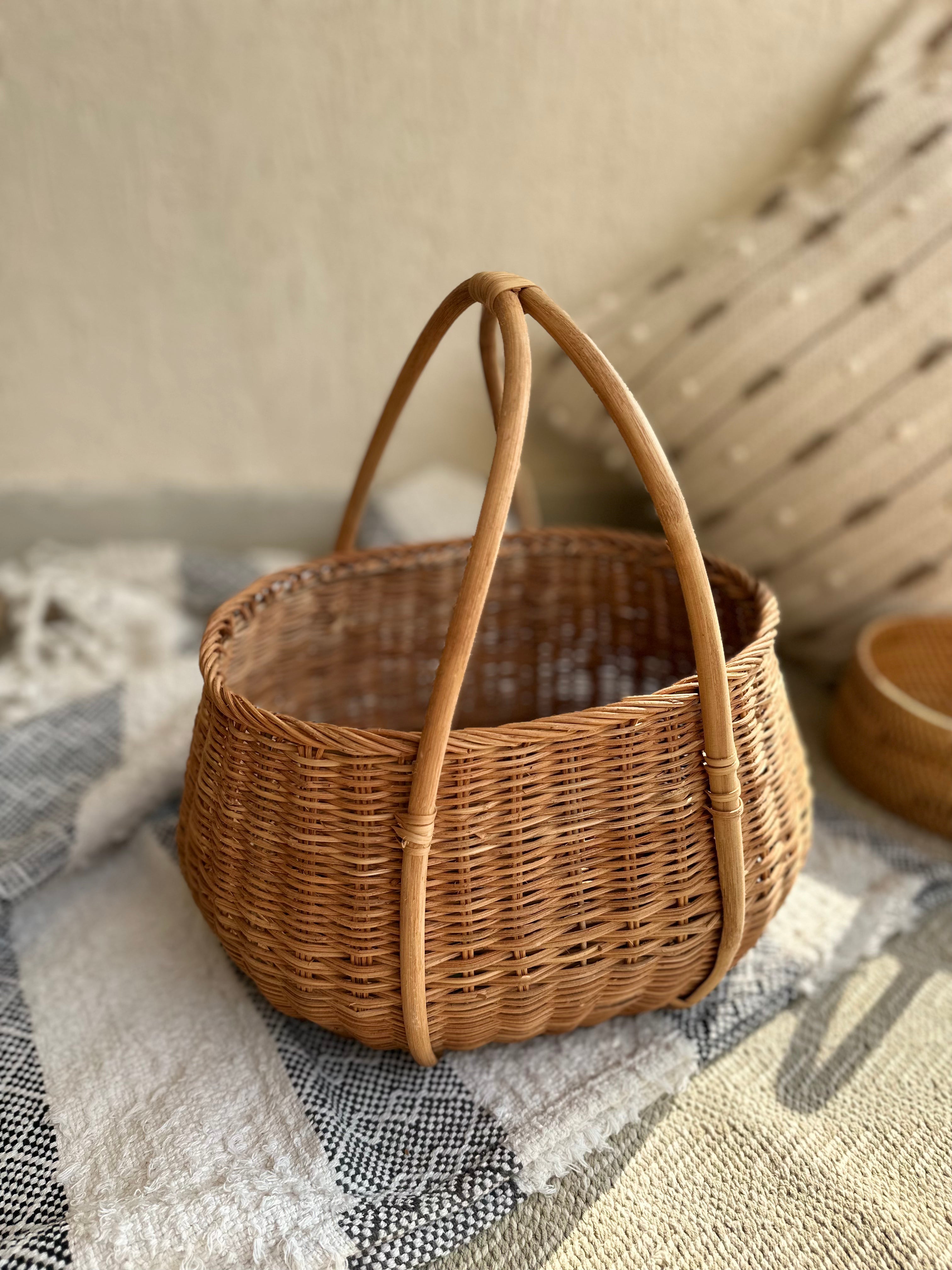 Rattan Storage Basket With Handle