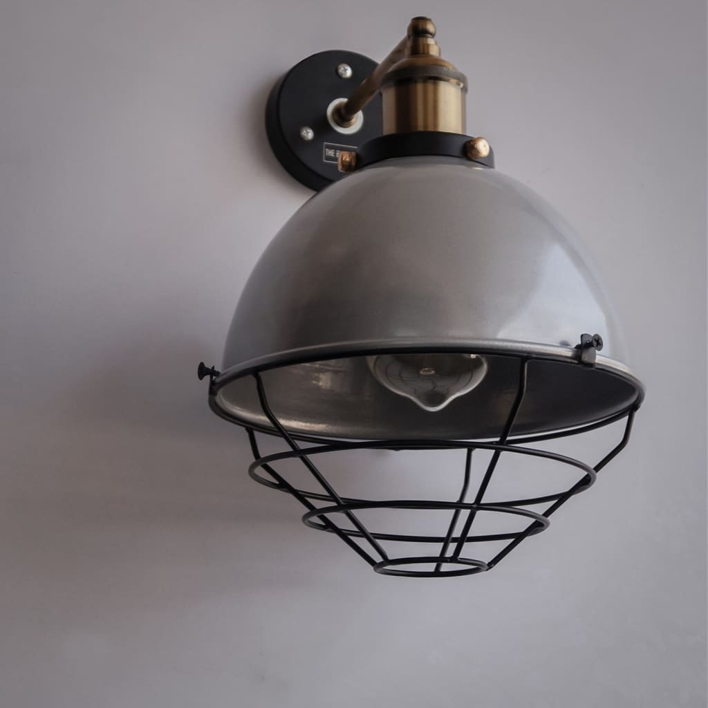 Cws118 Metallic Silver Finish Industrial Retro Dome Wall Sconce