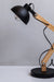Fdl101 Mid-Century Essential Desk Lamp In Black Metal And Wood