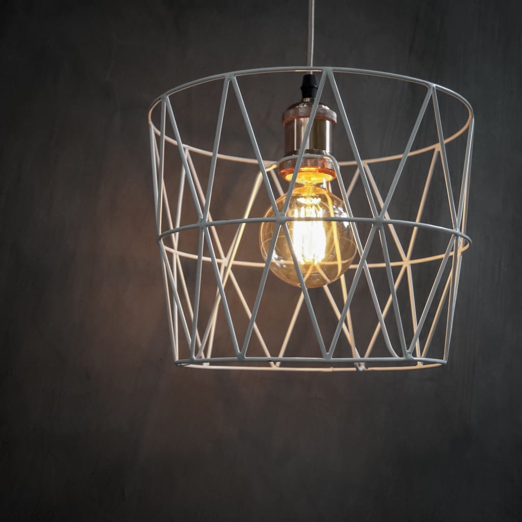 Clh114 Quintessential White Wire Hanging Cage Lamp Pendant Lighting
