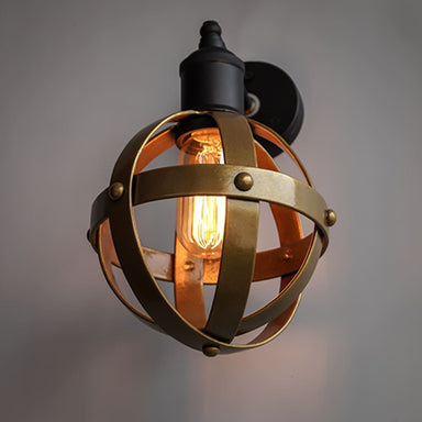 Cws141 Riveted Antique Gold Wall Light Fixture Mid-Century Interior
