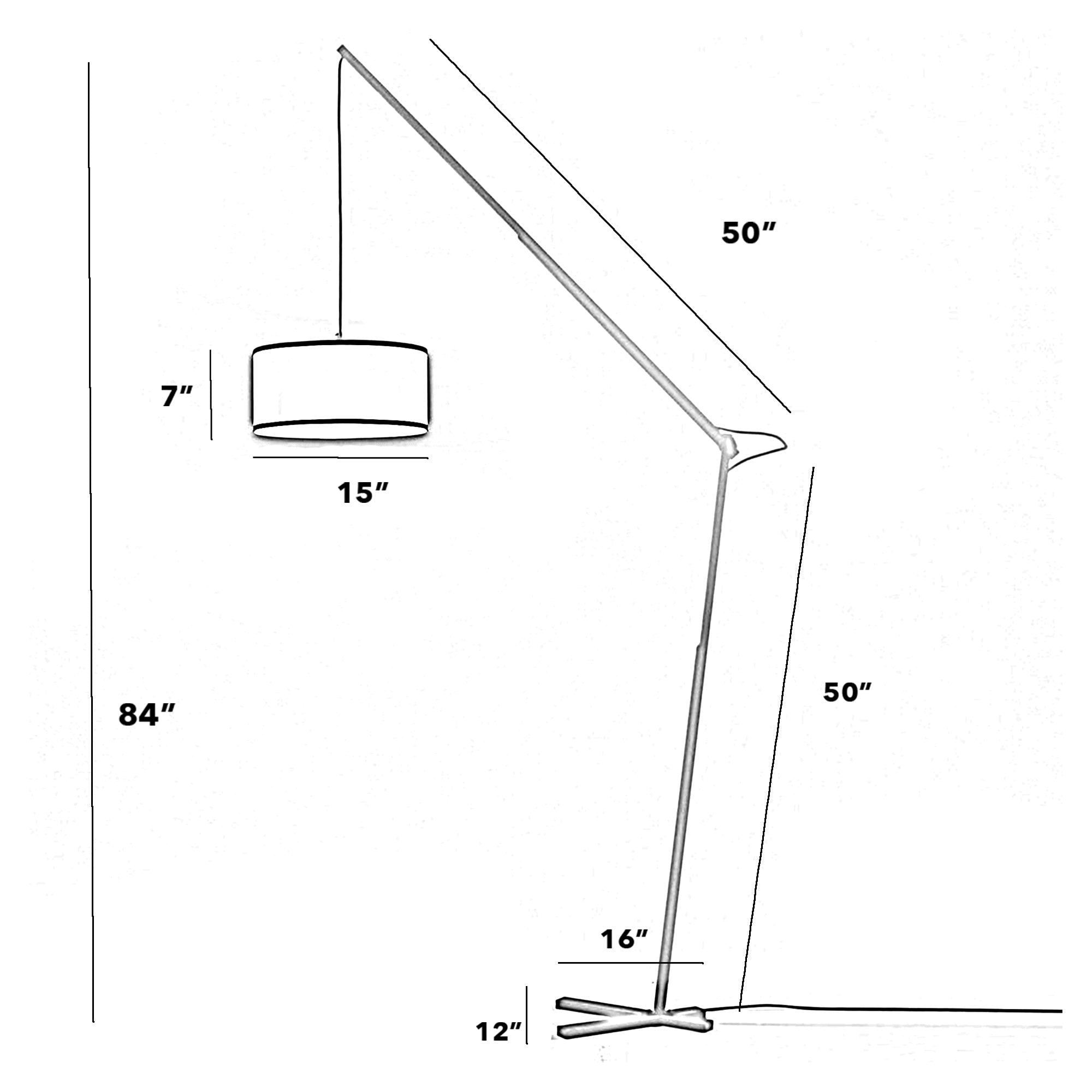 Clf103 Black Slim-Arm Tall Industrial Floor Lamp